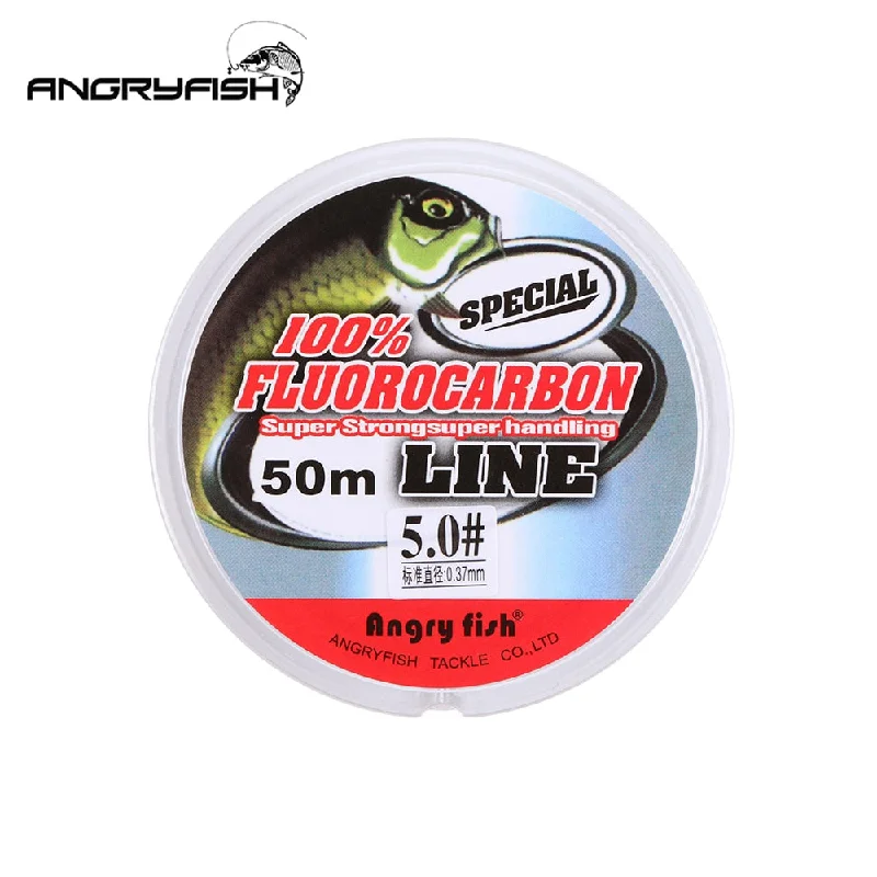 Fishing Line for Deep Sea Fishing-Angryfish 50M Transparent/Pink Fluorocarbon Fishing Line