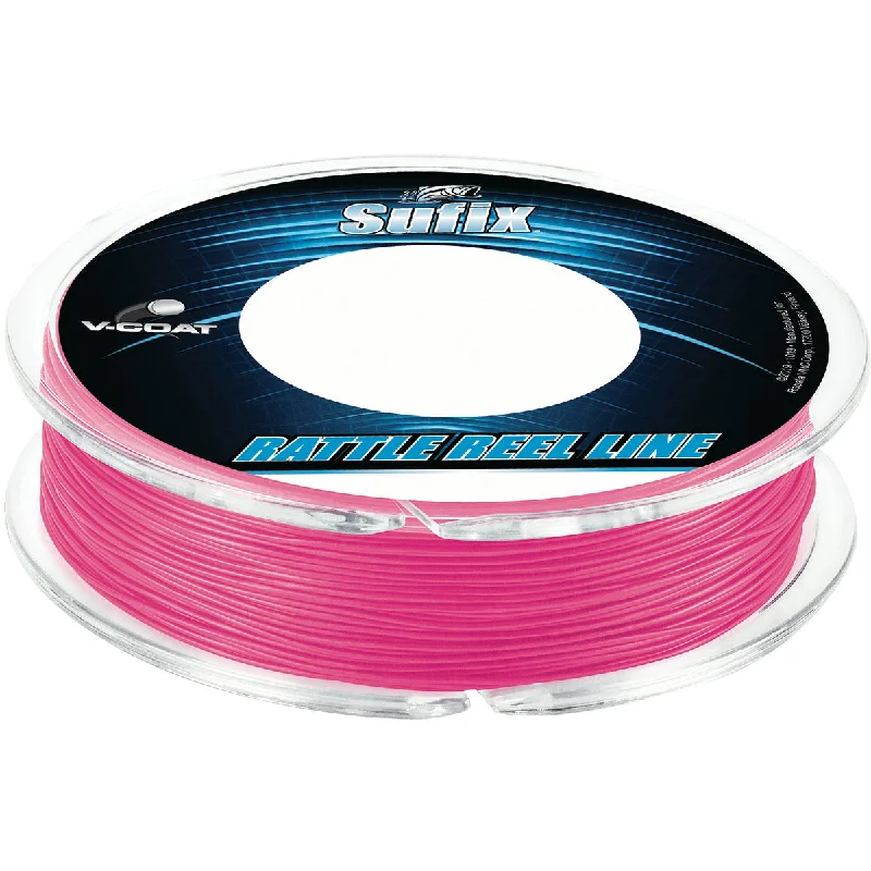 Super Strong Fishing Line-Sufix 50 Yard Rattle Reel V-Coat Fishing Line - Hot Pink