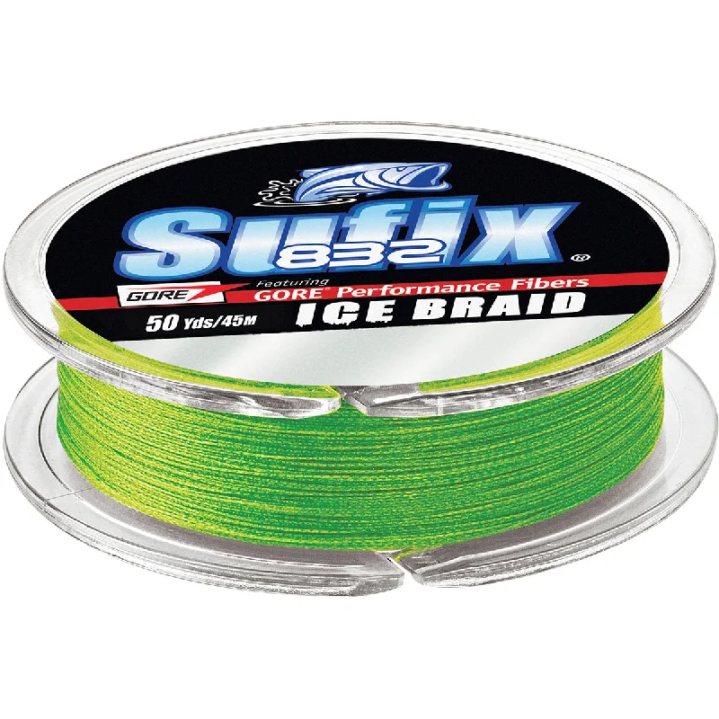 Fluorocarbon Fishing Line-Sufix 50 Yard 832 Advanced Ice Braid Fishing Line - 30 lb. - Neon Lime