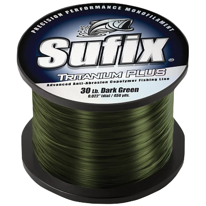 Ideal Fishing Line for Lures-Sufix Trintanium Plus Anti-Abrasion Copolymer Fishing Line-10 lb Test-Dark Green