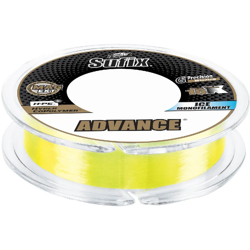 Tapered Fishing Line-Sufix 100 Yard Advance Ice Monofilament Fishing Line - Neon Lime