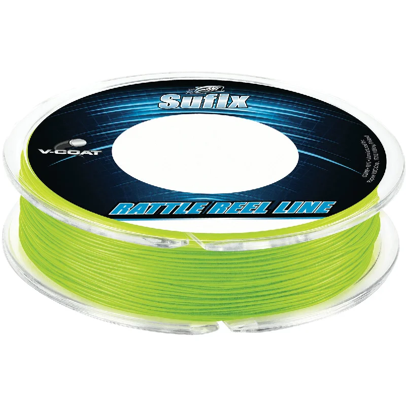 High Stretch Fishing Line-Sufix 50 Yard Rattle Reel V-Coat Fishing Line - Neon Lime