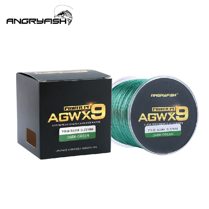 Best Fishing Line for Big Fish-Angryfish 9 Strand PE Braid Line 500M 15LB-100LB