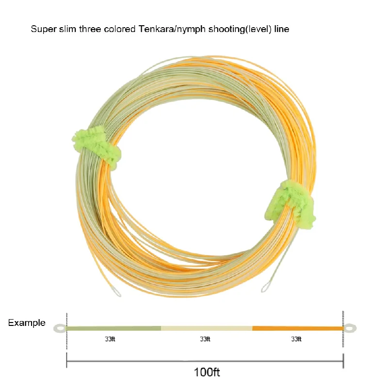 Thin Fishing Line-Aventik  0.55mm 100FT Super Slim Three Colored Tenkara Fly Fishing Line