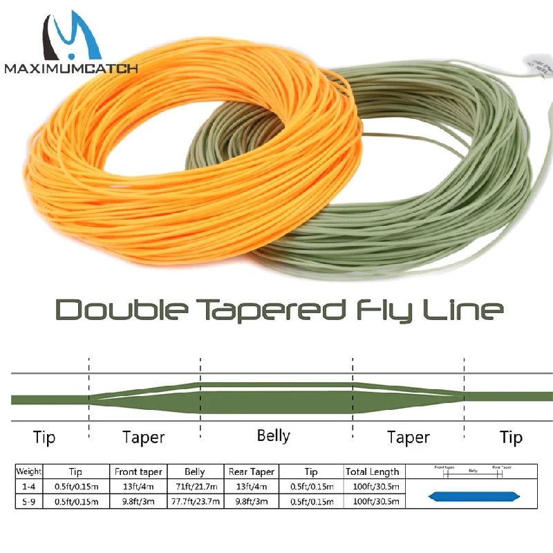 Abrasion-resistant Fishing Line-Maximumcatch 100FT Double Taper 2/3/4/5/6/7/8 WT Floating Fly Fishing Line