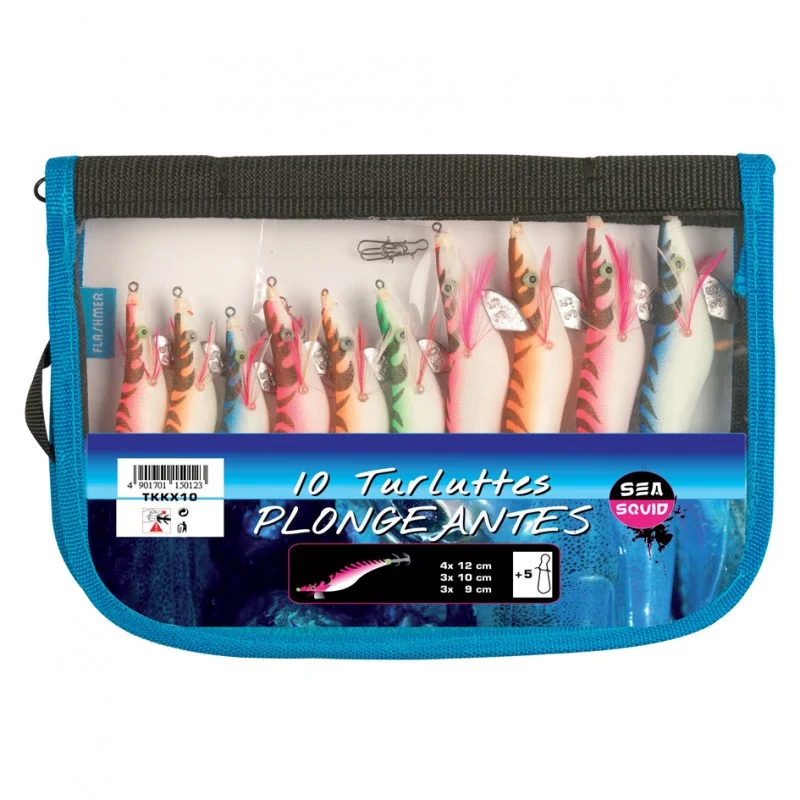 Topwater Lures-Flashmer Squid Fishing Jigs Set Pack of 10