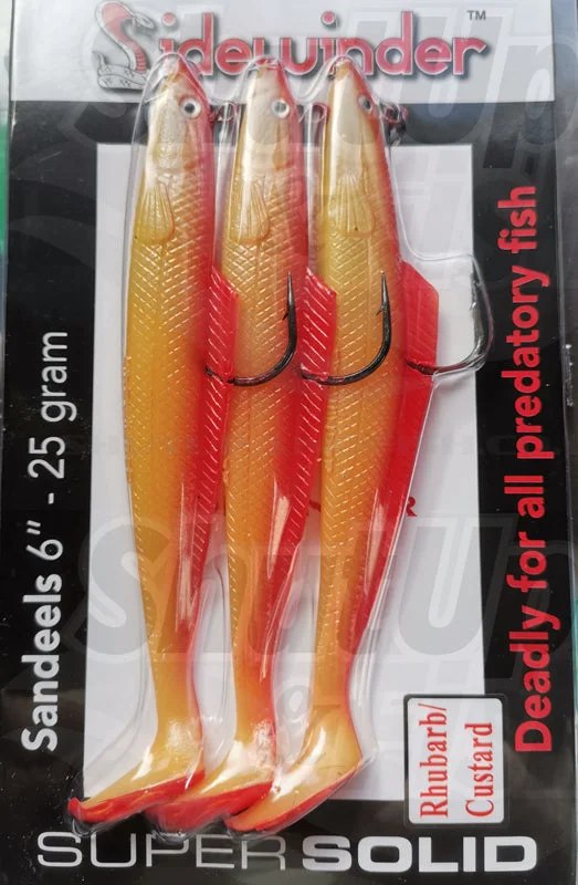 Jighead Lures-Sidewinder Eels Sandeel Rhubarb Custard Sea Fishing Lures