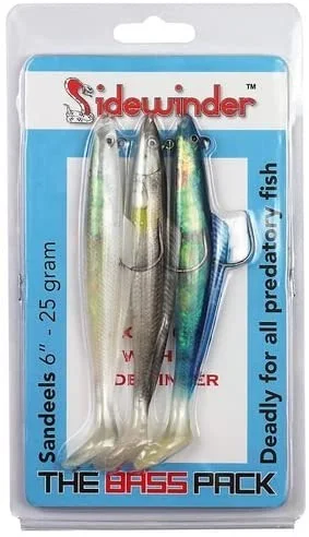 Swim Jig Lures-Sidewinder Lures Bass Pack Sandeel Fishing Lures 6"