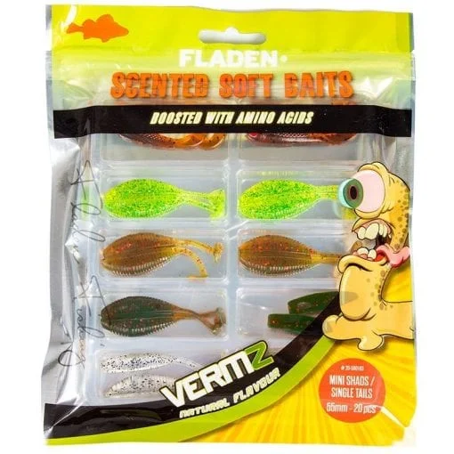 Inline Lures-Vermz Scented Soft Fishing Lures Mini Shad & Single Tails 20pcs