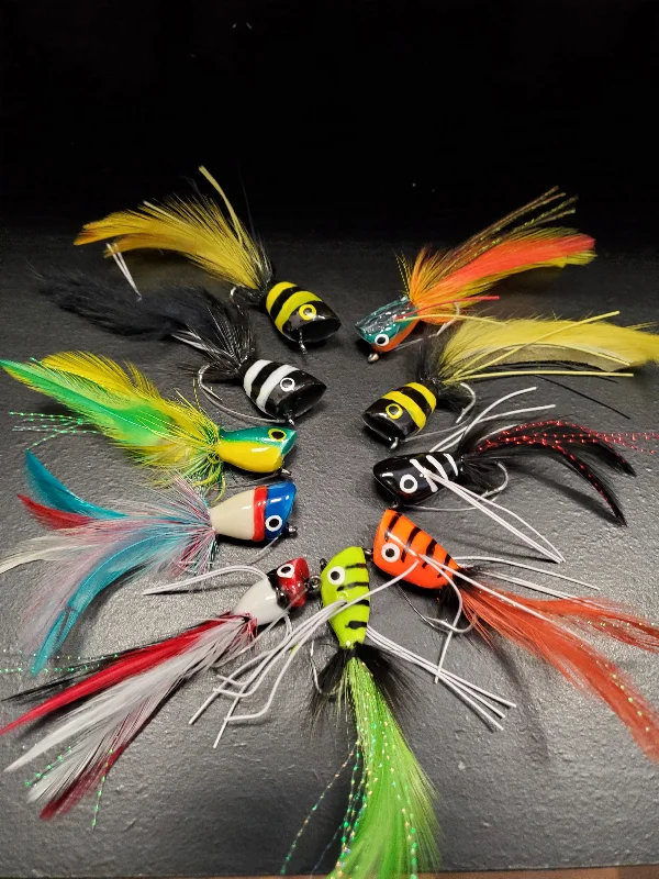 Spider Flies-10 Bass Popper Selection, Salt Water Poppers