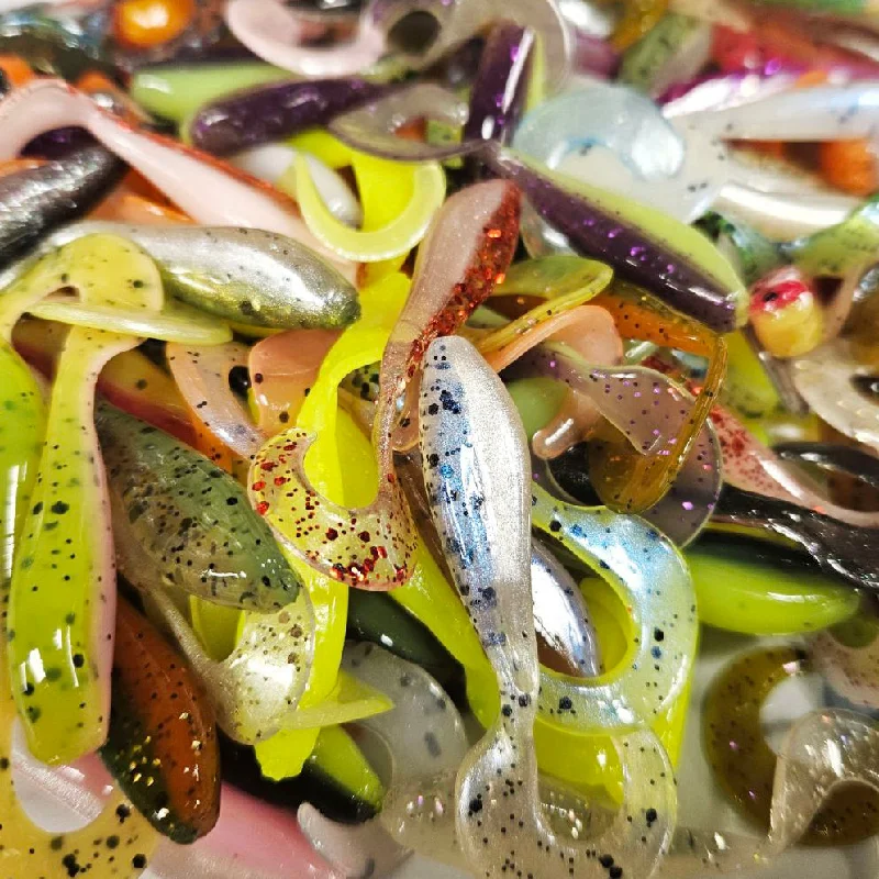 Fishing Jerkbaits-Assorted Colors - 2" Curly Tail Shad Bodies