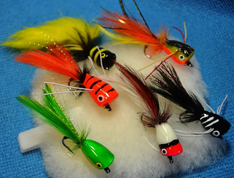 Dubbing Flies-Bass Poppers, Popper Flies - 6 POPPER SELECTION