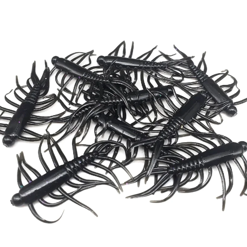 Artificial Fish Lures-Black - 2" Hellgrammite