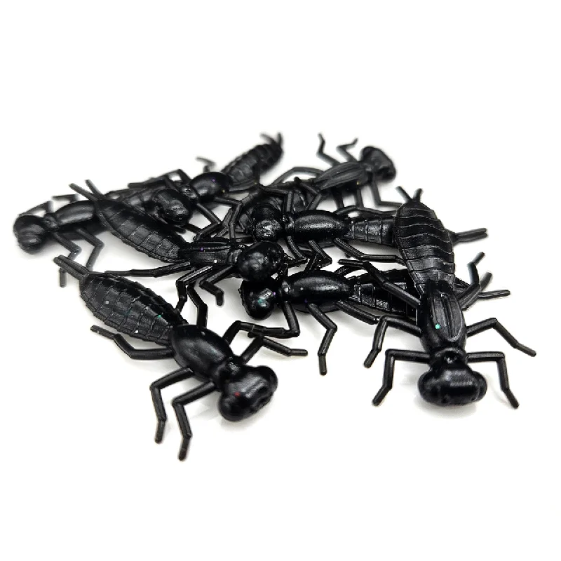 Soft Plastic Craw Lures-Black - Dragonfly Larvae