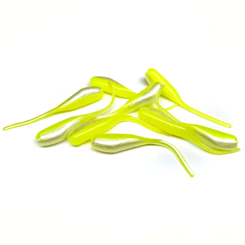 Jigging Lures-Chartreuse/Pearl - Shad Stinger Tails