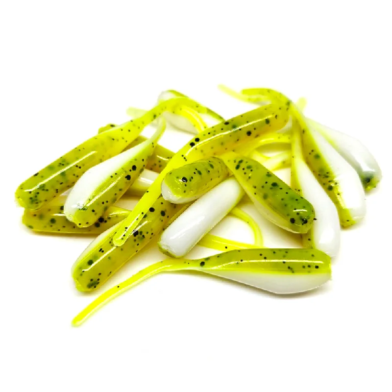 Natural Color Lures-Chartreuse/White - 1" Micro Shad Stinger Tails