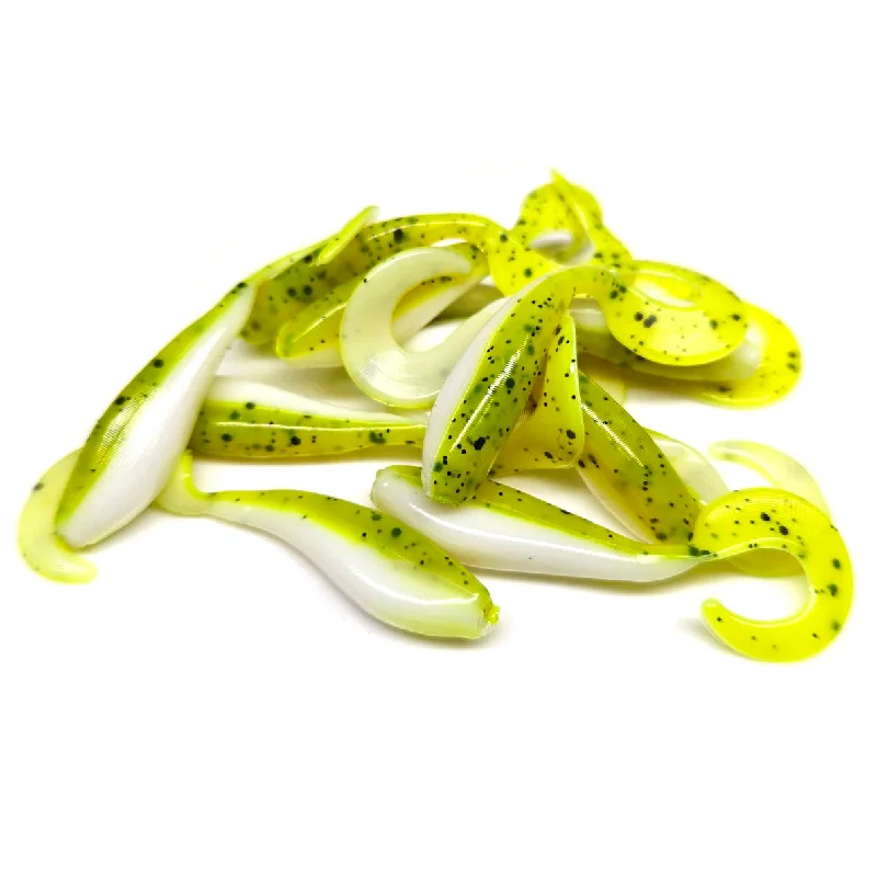 Color-changing Lures-Chartreuse/White - Curly Tail Shad Body