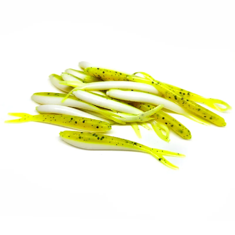 Trout Lures-Chartreuse/White - Split-Tail Minnow