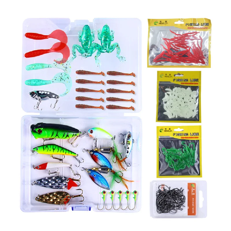 Slow-sink Lures-Soft Bait Lure Kit with Jig Hook Set