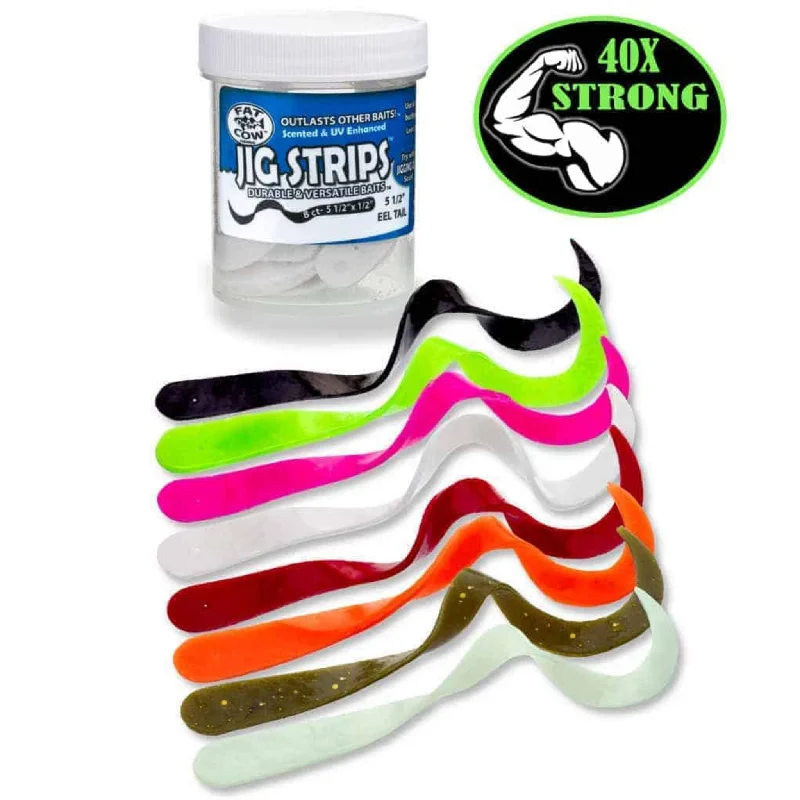 Softbait Lures-Fat Cow Fat Eel Tail Jig Strips