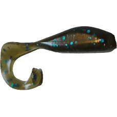 Trout Lures-1.75" Green Pumpkin Blue Curly Tail Grub