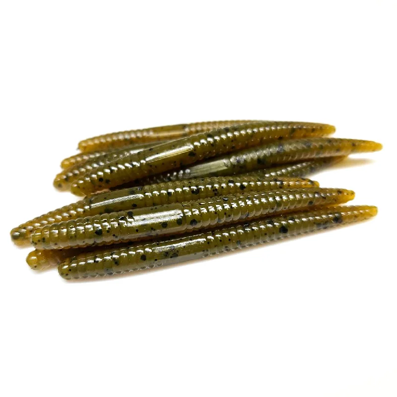 Popper Topwater Lures-Green Pumpkin Brown - Mini Stick Worm