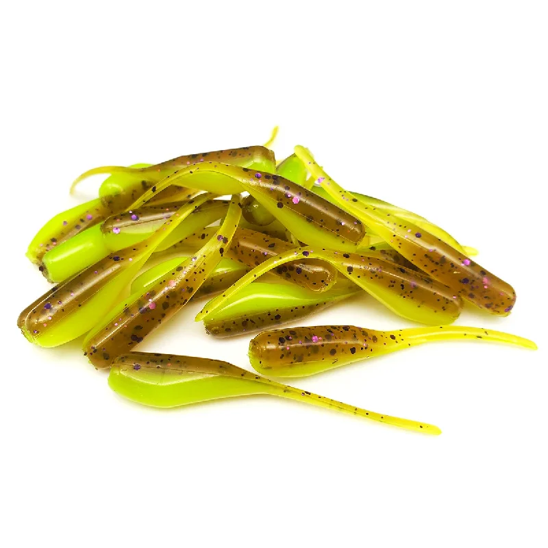 Soft Plastic Lures-Pumpkin Chartreuse - Shad Stinger Tails