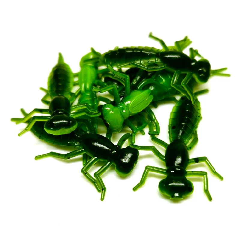 Soft Plastic Lures-Green Pumpkin/Chartreuse - Dragonfly Larvae