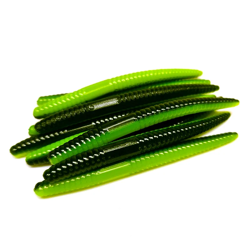 Swimbait Lures-Green Pumpkin/Chartreuse - Mini Stick Worm