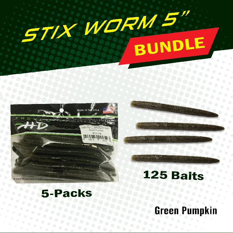 Jighead Lures-Green Pumpkin Stix Worm Bundle