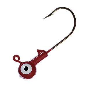 Glow-in-the-dark Lures-Jig Head 1/16th ounce Red with White/Black Eye (10 ct)