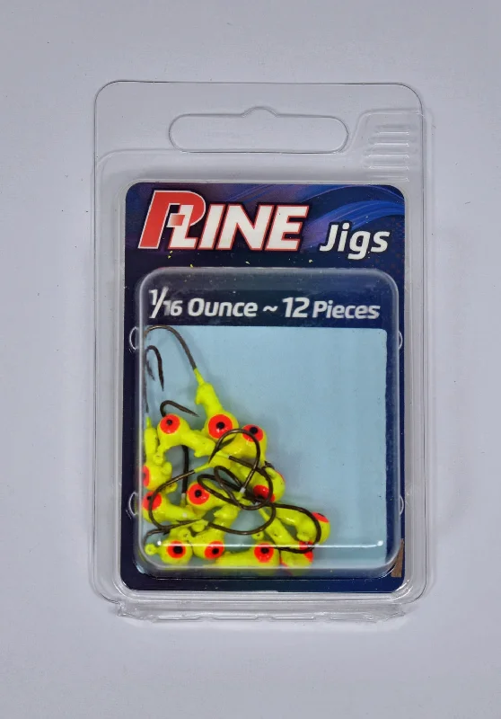 Feather Lures-Jig Head 1/16th Ounce Yellow With Red/Black Eye