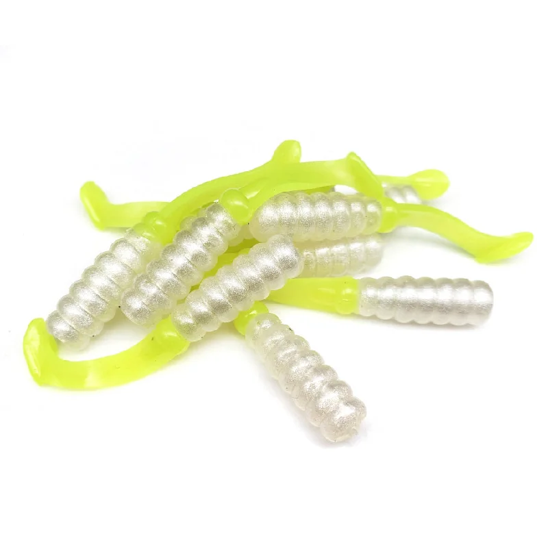 Trolling Lures-Pearl White/Chartreuse - 2" Twerkin' Minnow