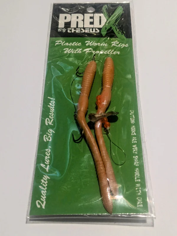 Trout Catcher Lures-Plastic Worm Rigs with Propeller