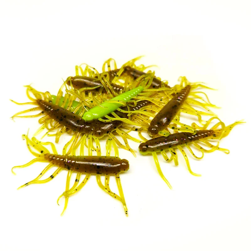 Worm Lures-Pumpkin Chartreuse - 2" Hellgrammite