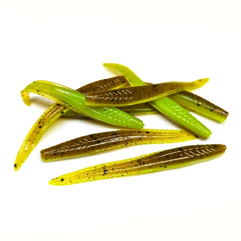 Worm Lures-Pumpkin Chartreuse - Finesse Leech