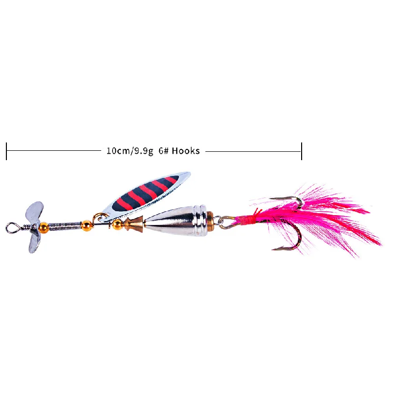 Saltwater Shad Lures-Metal Spinner Baits with Feather Tail