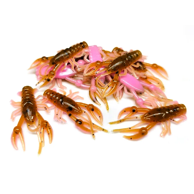 Soft Plastic Craw Lures-Stinky Pinkie - 1" Micro Craw