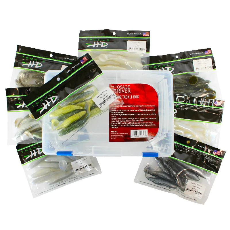 Soft Plastic Lures-Tackle HD 65-Piece Swimbait Fishing Lure Bundle with Utility Box