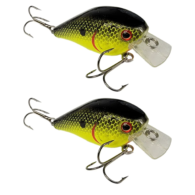 Inline Lures-Tackle HD Square Bill 2-Pack - Chartreuse Black Back