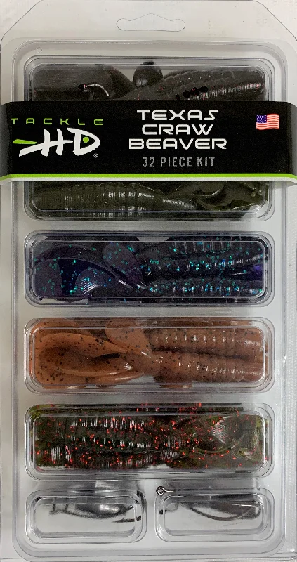 Shad Lures-Tackle HD Texas Craw Beaver 32-Piece Kit