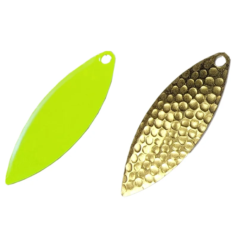 Soft Plastic Craw Lures-Warrior Willow Blade Polished Brass 2-Pack - Hammered Chartreuse