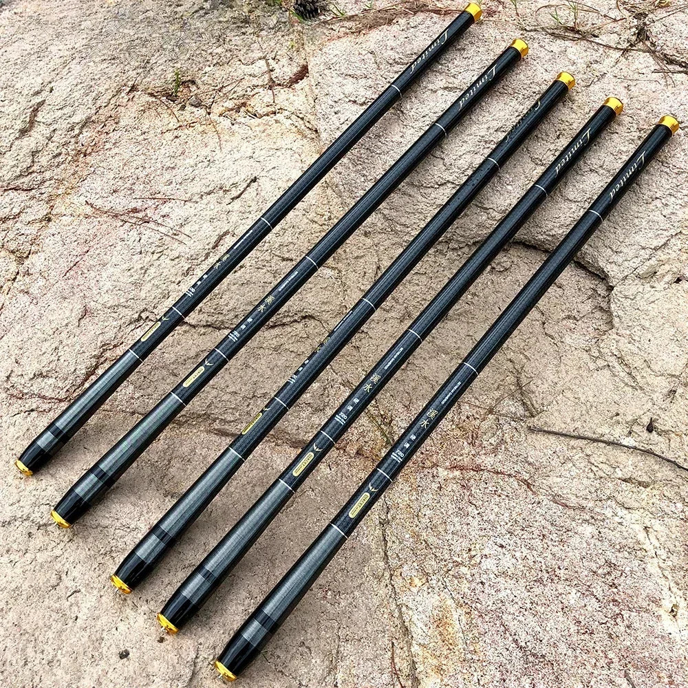 Carp Fishing Rods-3.6M - 7.2M Carbon Fiber Fishing Rod Telescopic Ultra-light Hard Pole for Stream Freshwater