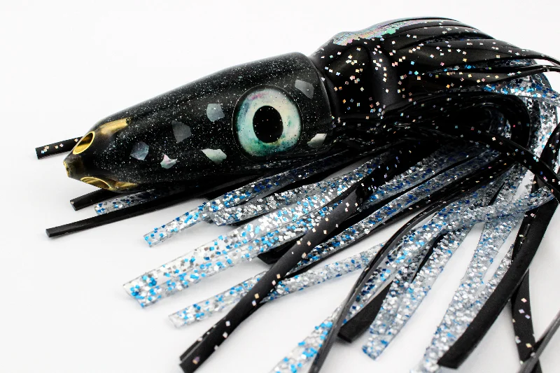 Saltwater Shimmer Lures-Salt & Pepper 9" Jetted Bullet with Specularite and MOP in Blackjack