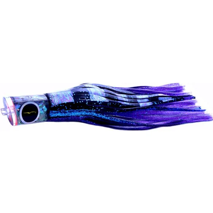 Swimbait Lures-Black Bart Bad Guy Medium Tackle Lure - Black Purple Split/Purple Fleck