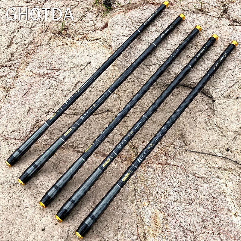 Deep-sea Fishing Rods-GHOTDA 3.6M -7.2M Carbon Fiber Fishing Rod Telescopic Ultra-light Hard Pole