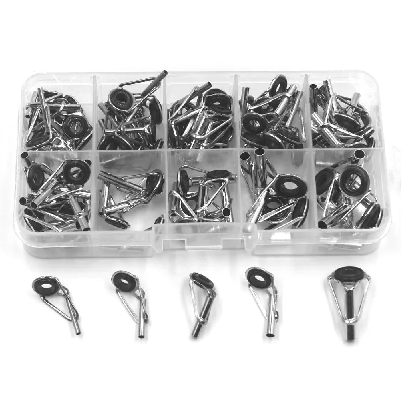 Premium Fly Fishing Rods-MNFT 80pcs/Box size1-10# Fishing Rod Guide Tip Repair Kit Set DIY Eye Rings Stainless Steel Frames Ceramics TS Line Guide Ring