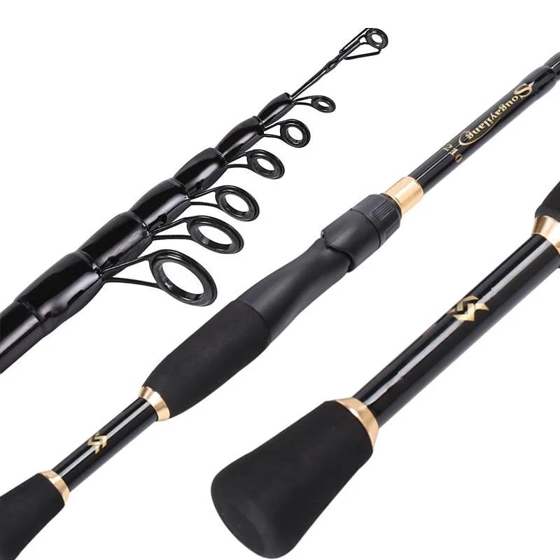 Sensitive Tipping Fishing Rods-Sougayilang Telescopic Fishing Rod Ultralight Weight Spinning Fishing Rod Carbon Fiber Material 1.8-2.4m Fishing Rod Tackle