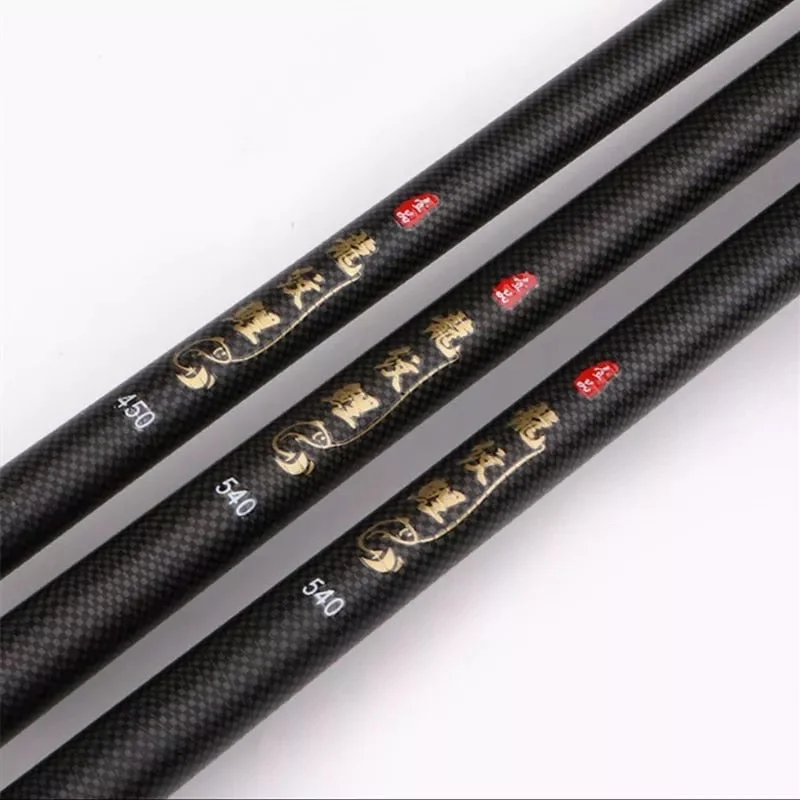 Durable Fishing Rods-Super Light Hard Fishing Rod 98% High Carbon Fiber Telescopic Black Handle Stream Freshwater Pole