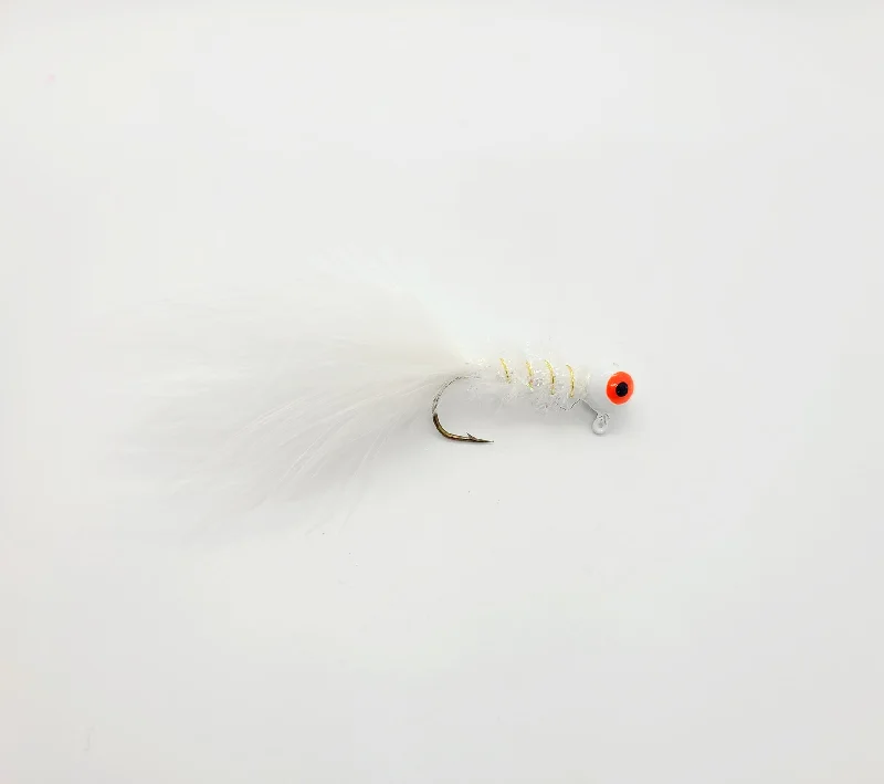 Sinking Lures-WHITE MARABOU JIG 1/4 OZ